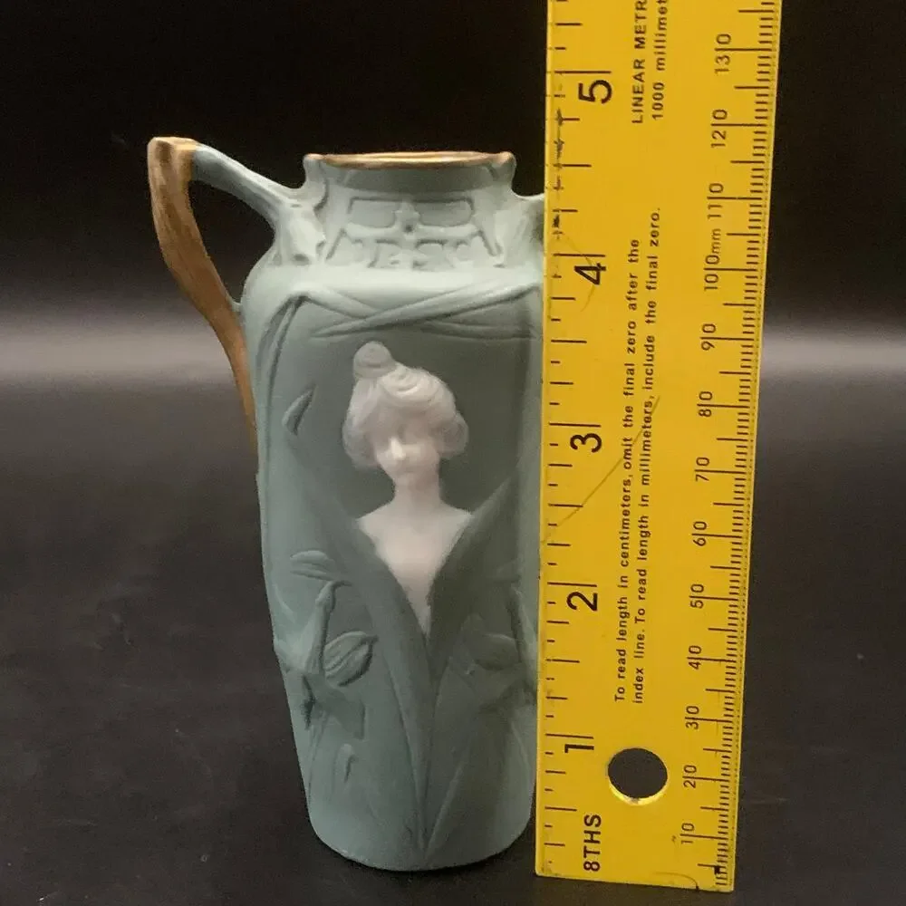 1910’s Schafer & Vater German Art Nouveau Jasperware Bisque Porcelain Bud Vase